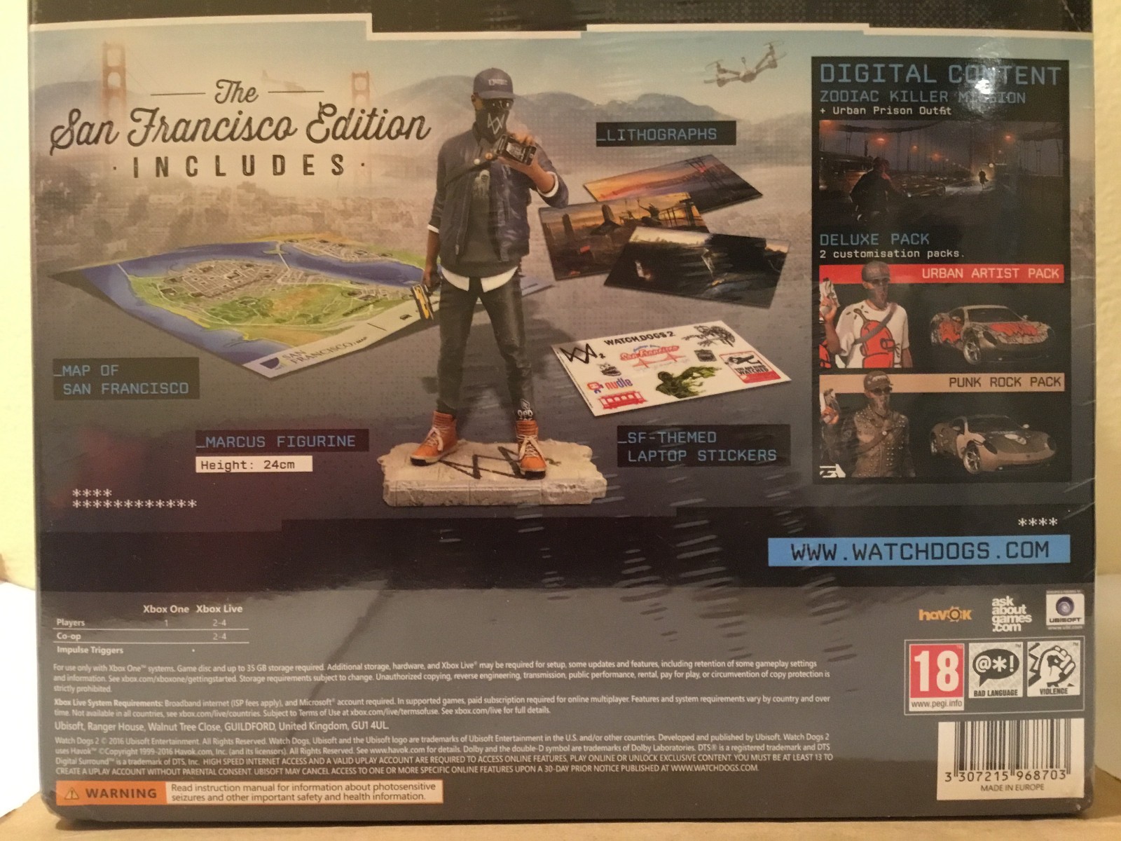 XBOX ONE WATCH DOGS 2 SAN FRANCISCO EDITION (UK IMPORT)-NEW/FACTORY SEALED