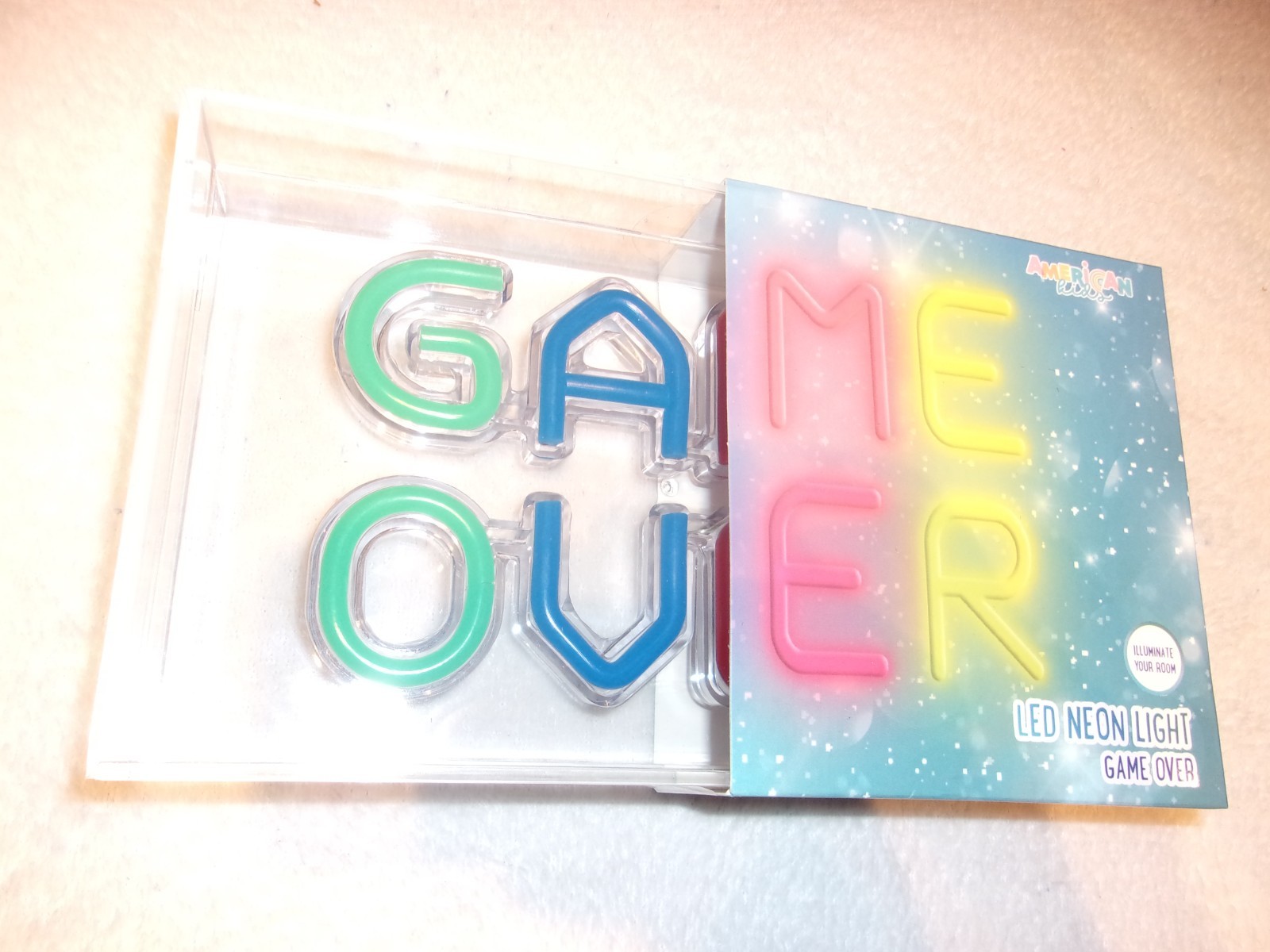 “GAME OVER” LED Neon Light / Clear Translucent Box USB Powered 9″x 5″x 1.8″ New
