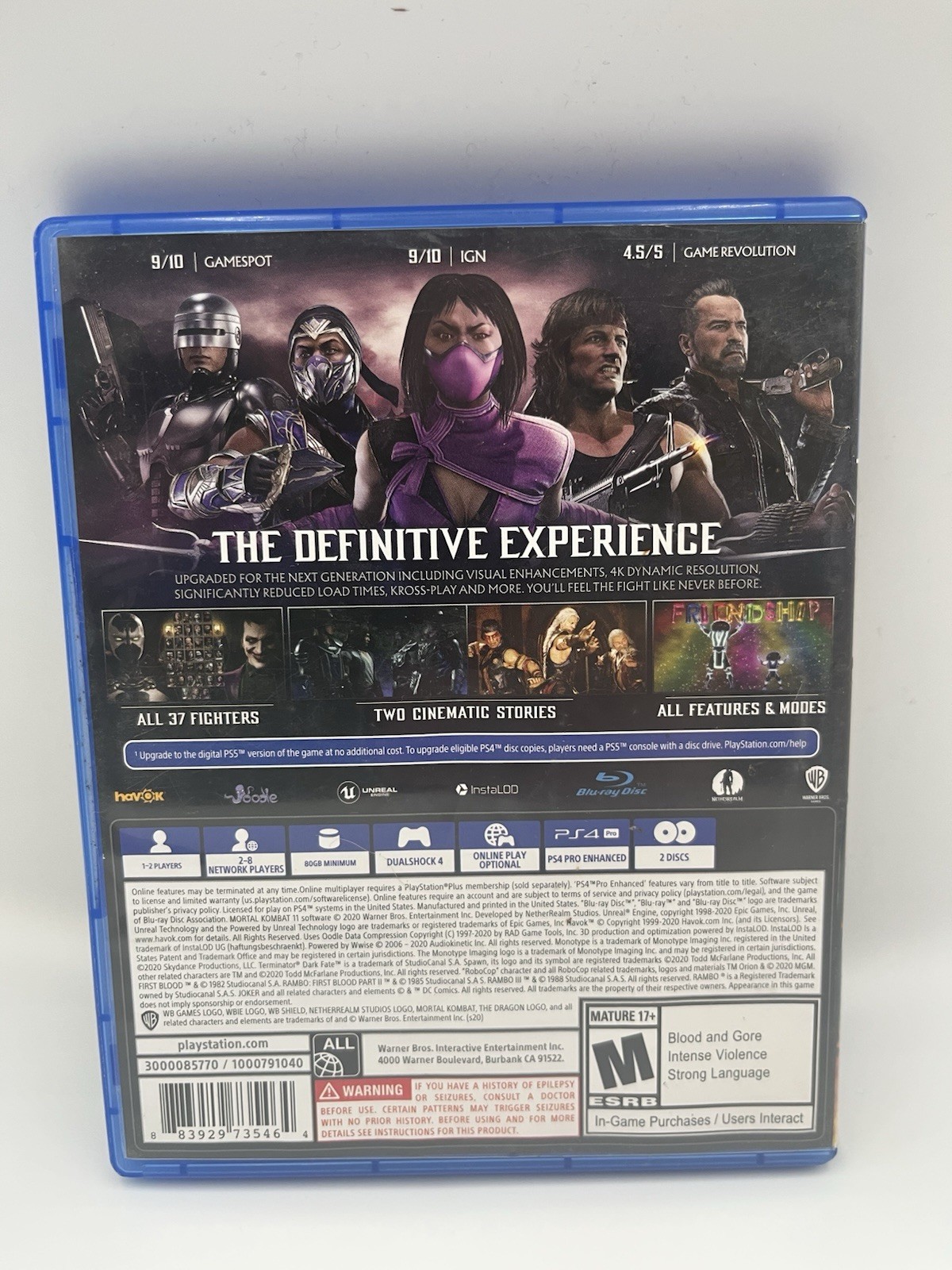 Warner Bros Mortal Kombat 11 Ultimate PS4 +2 Discs 2020 Fighting NTSC-U/C Online
