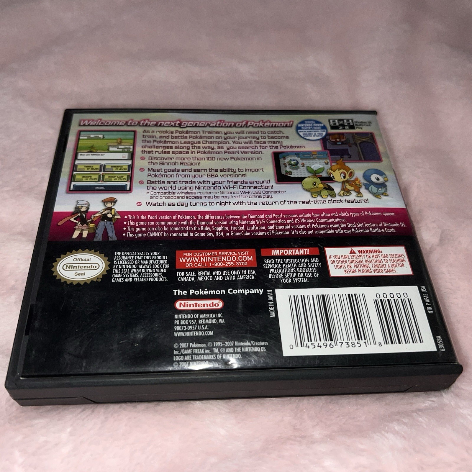 Nintendo Pokemon Pearl Version Nintendo DS (DS Original) Case & Manual NO GAME