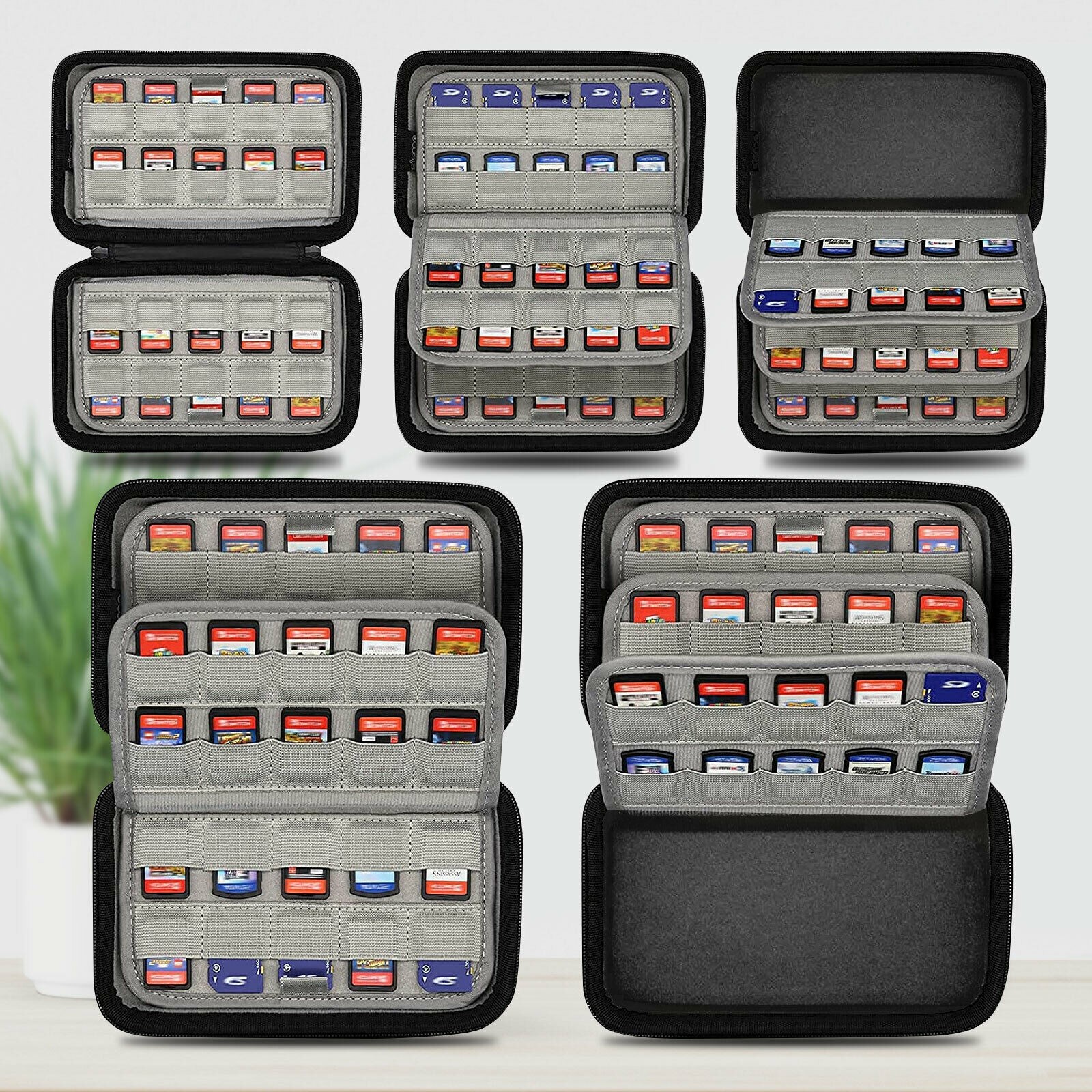 80-Slot Game Cartridge SD Card Holder Storage Bag for Nintendo Switch NS&PS Vita