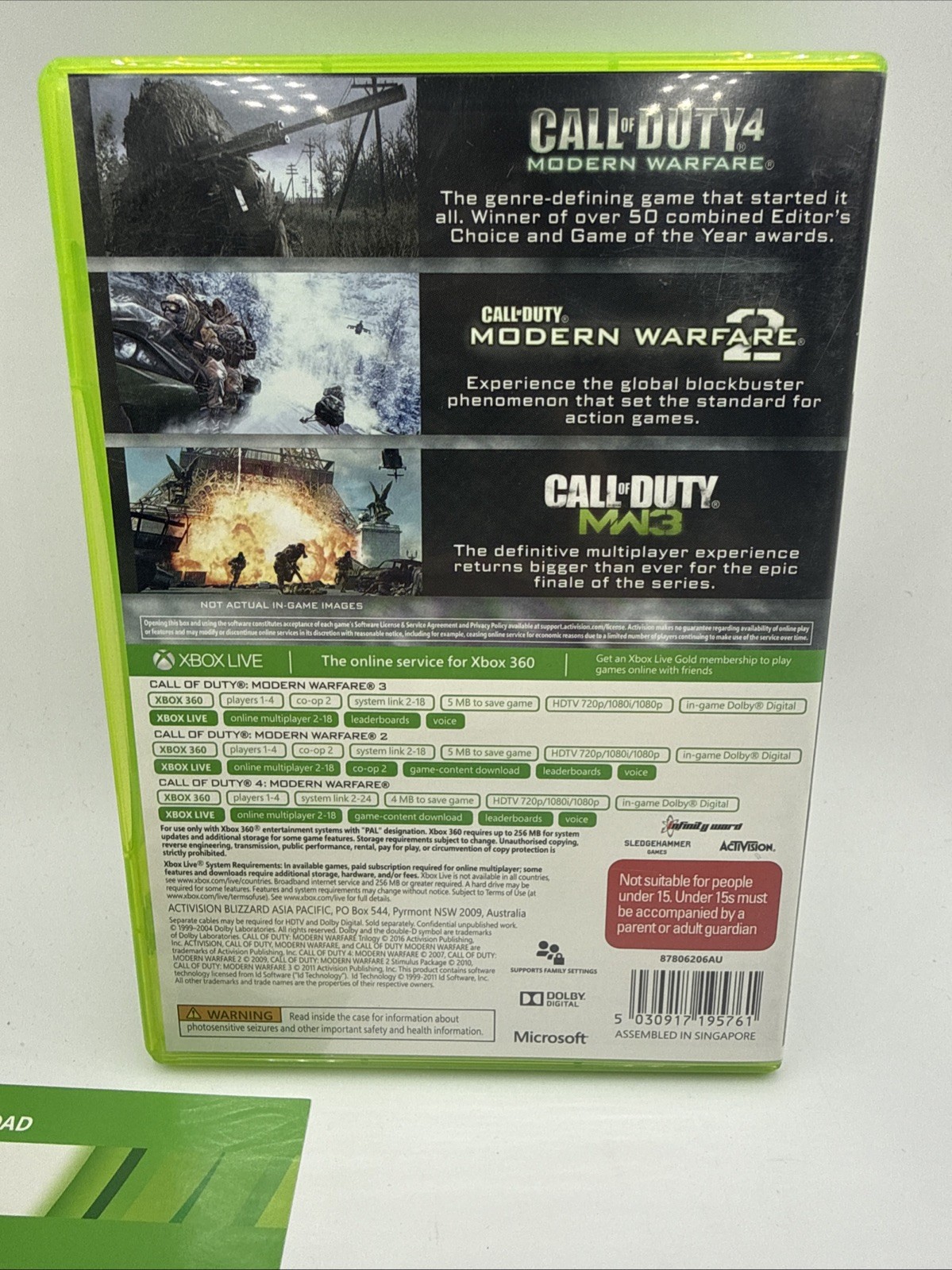 Call of Duty Modern Warfare Trilogy Xbox 360 SUPER RARE GEM! MW1, MW2, MW3