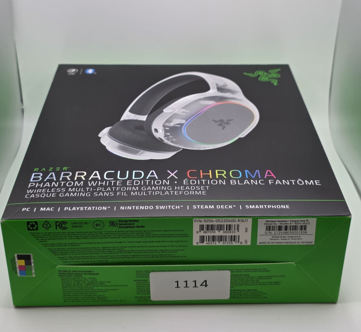 Razer Barracuda X Chroma Wireless Over-the-Ear Gaming Headset, Phantom White