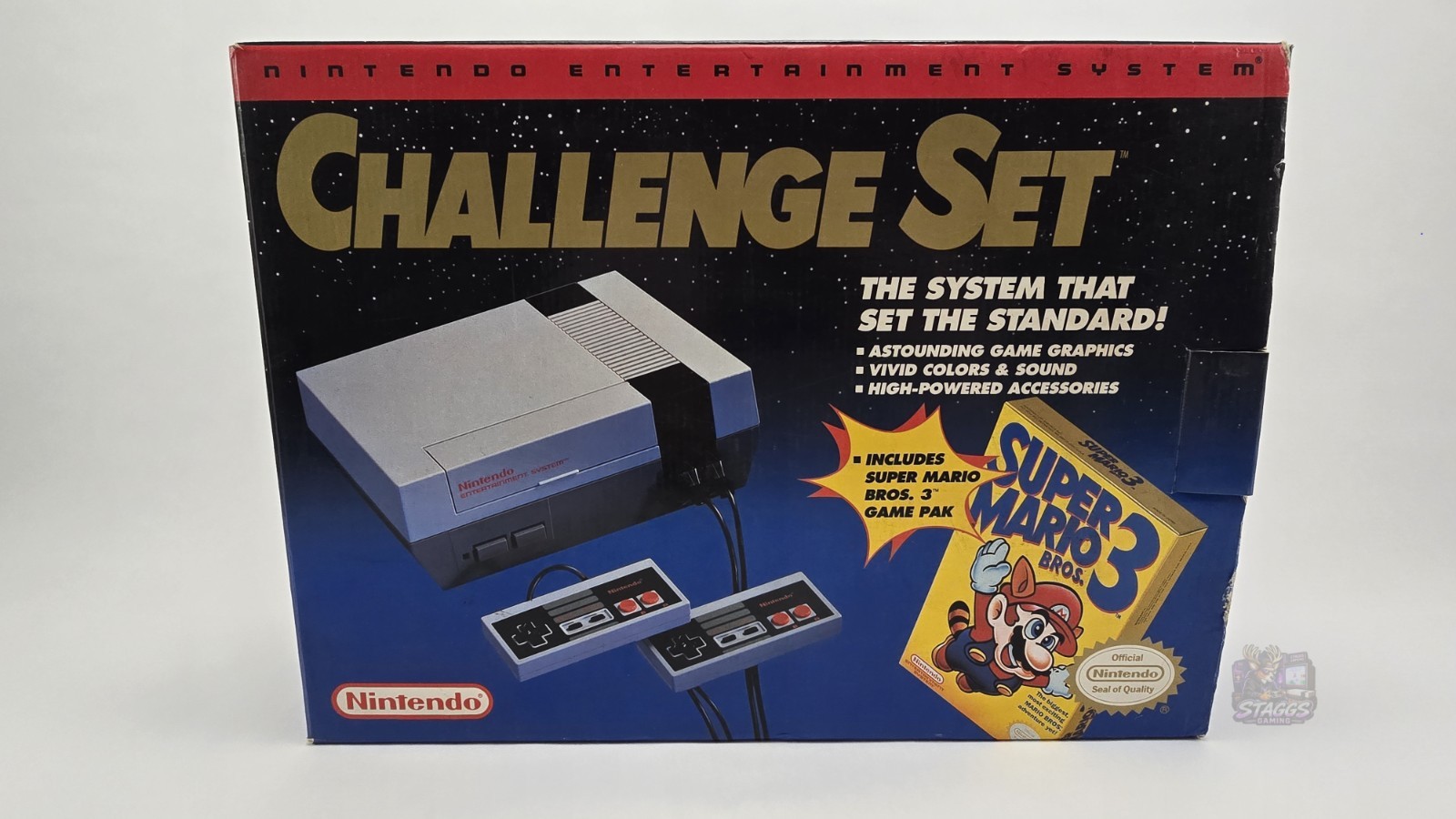 CIB Nintendo NES Console Challenge Set w/Super Mario 3 NFR Label, Tested/Work