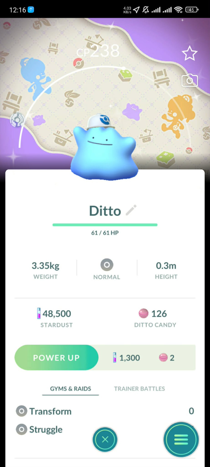 Shiny Ditto Special Background – 20k dust or P T Cs