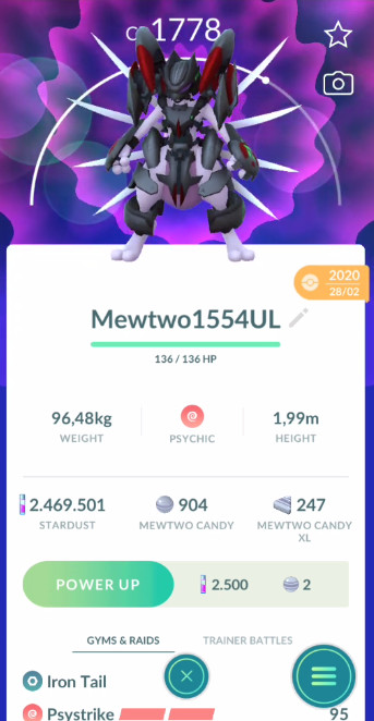 Mewtwo Armored – 100% Lucky Trade – UnRegistered Trade( 1M Stardust) – Pystrike