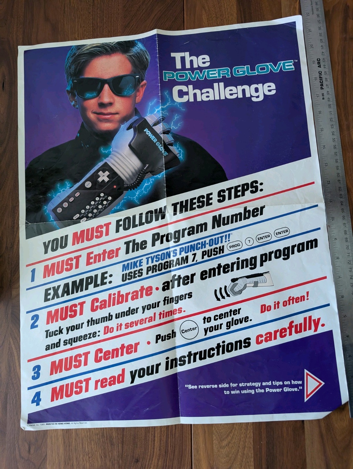 Vintage 1989 Nintendo POWER GLOVE Challenge Promo Fold-Out Poster Insert 17”x22”