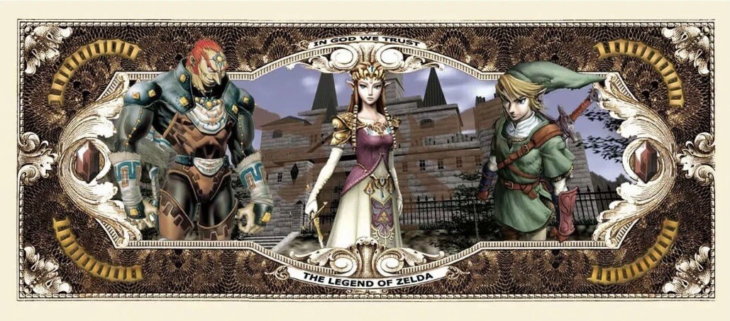 Pack of 5 Legend of Zelda 1 Million Dollar Bills Collectible Novelty Money