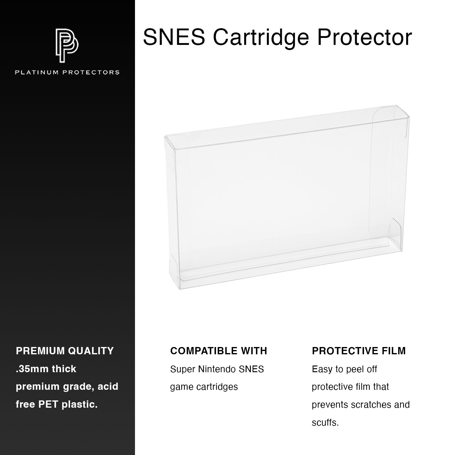 Super Nintendo SNES Cartridge Case Box Protector Clear Plastic Game Thick Sleeve
