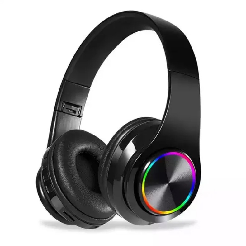 Wireless Headset Memory Card LED Lights Foldable Noise Cancellation Headphone