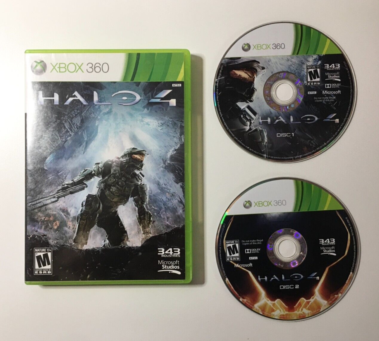 Halo 4 (Microsoft Xbox 360, 2012) 343 Industries – Box & 2 Discs, No Manual