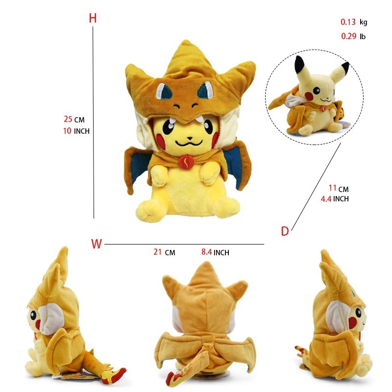 Pokemon Pikachu Hoodie Poncho Plushies Collection Cosplay Cute Soft Plush Toy