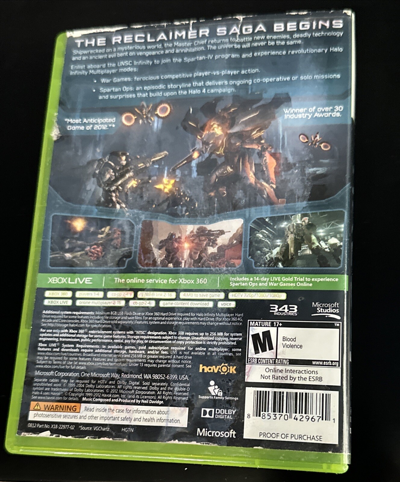 Halo 4 Microsoft Xbox 360, 2012 343 Industries 0637664202077 Master Chief