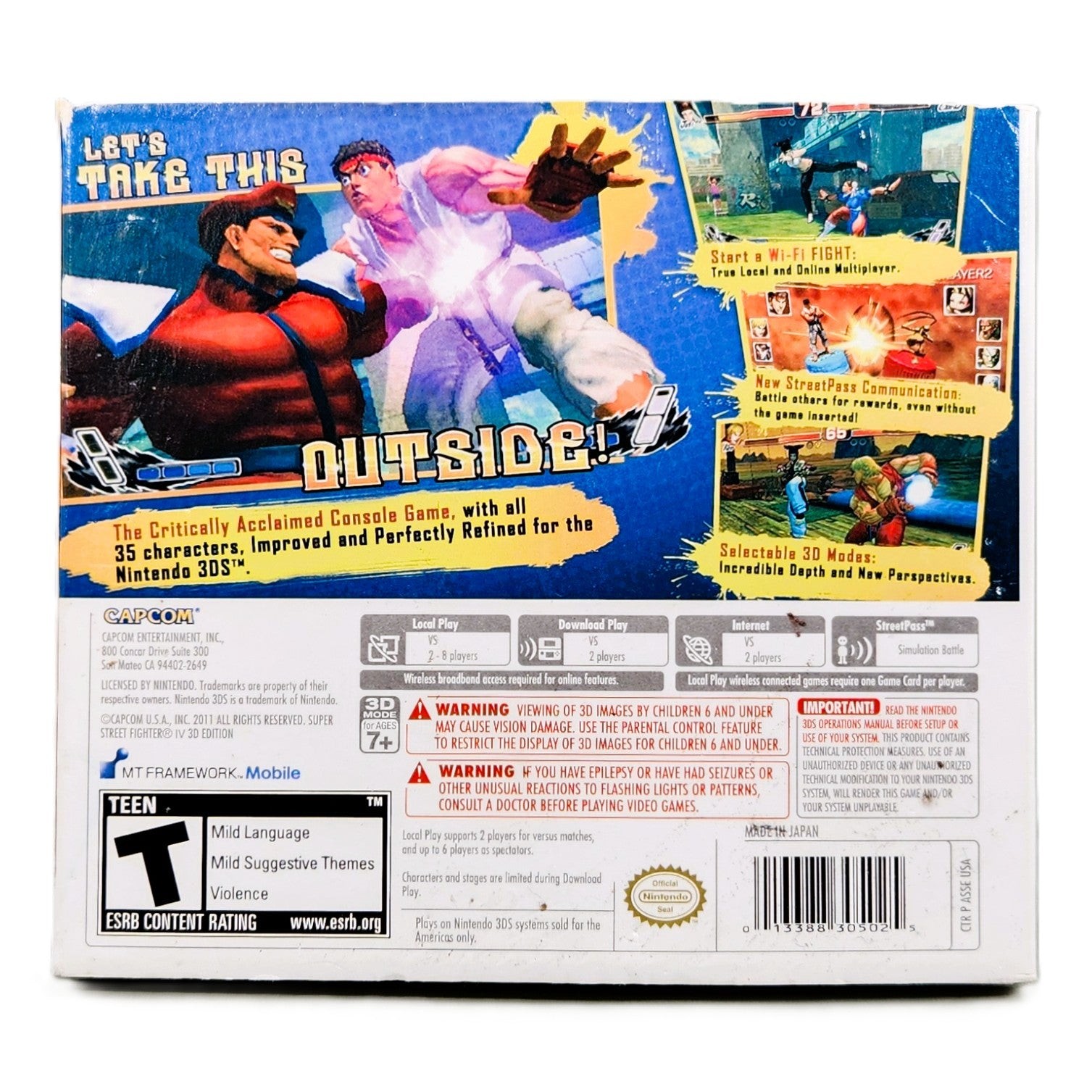 Super Street Fighter IV 3D Edition Holographic Lenticular Slipcover Nintendo 3DS