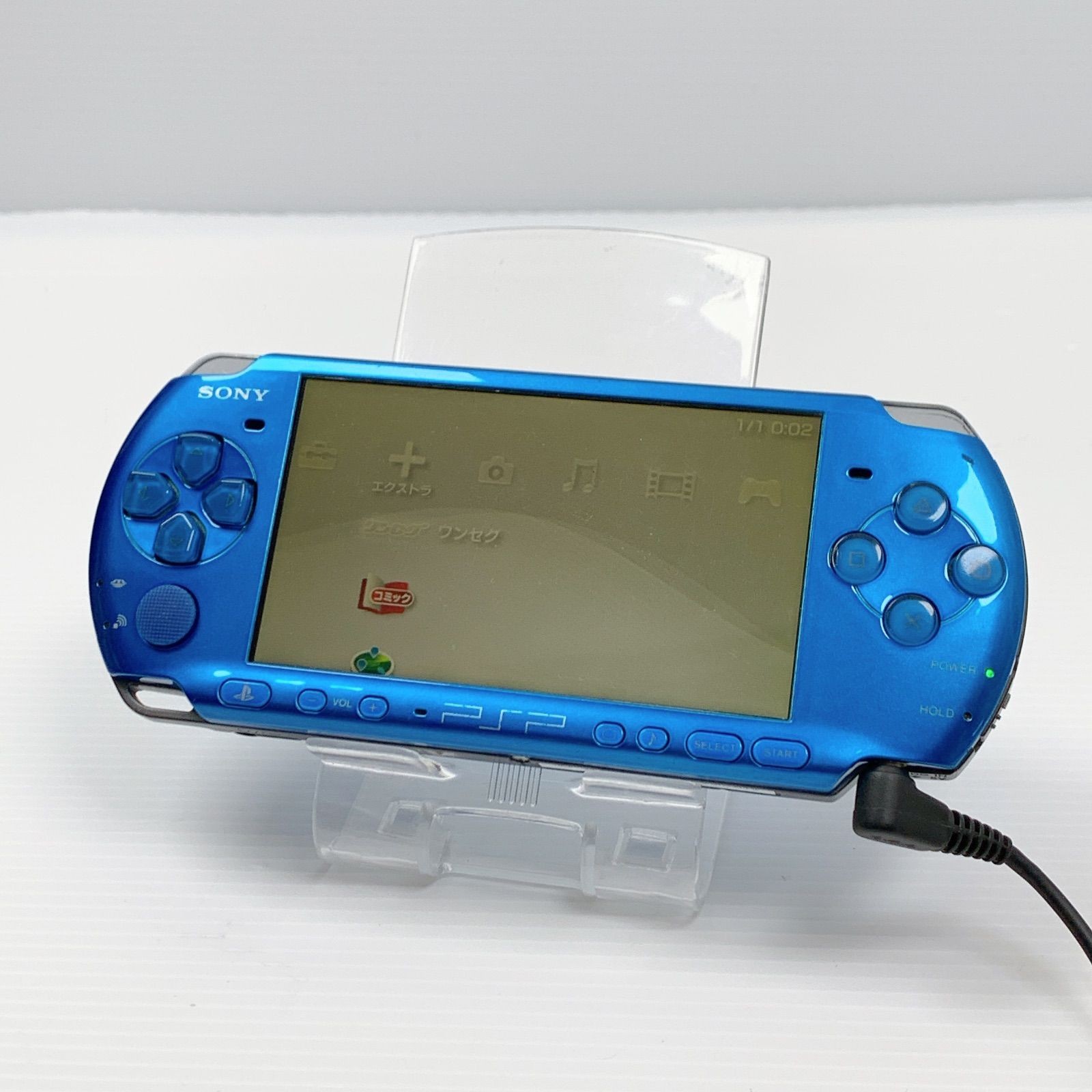 PSP Playstation Portable Vibrant Blue PSP 3000 VB Console USB cable Tested Japan