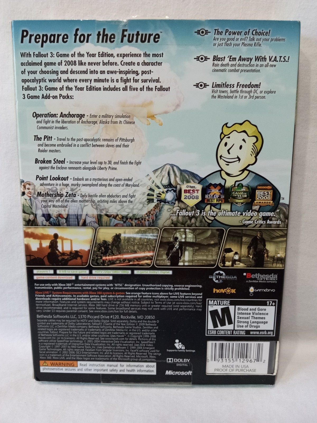 Fallout 3 Game Of The Year Edition W/ Slipcover Xbox 360 Brand New Sealed