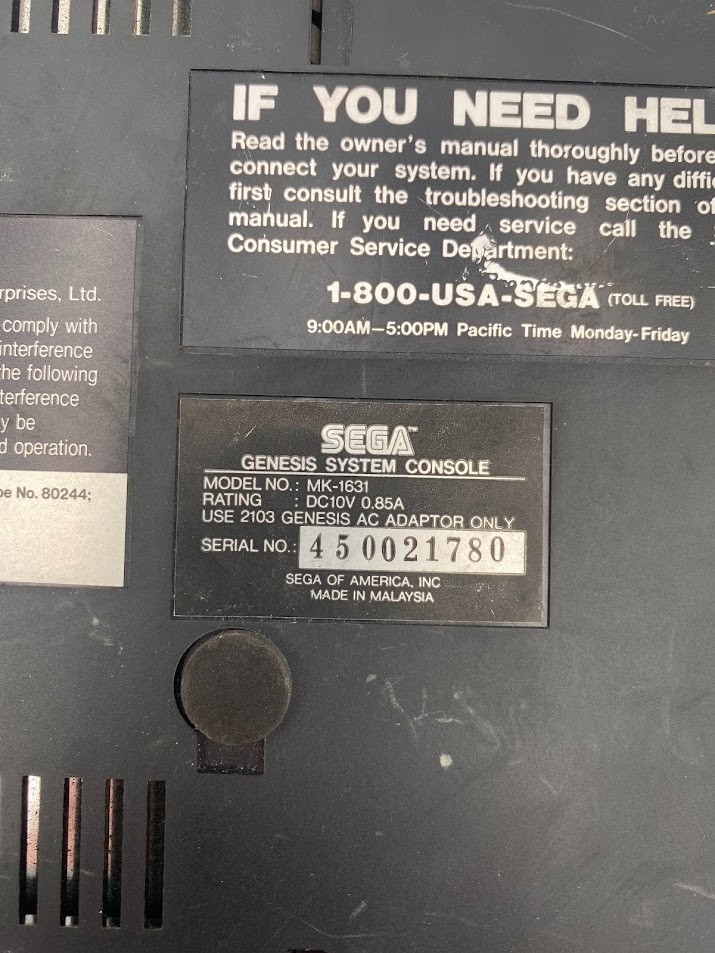 Sega Genesis Model MK1631 OEM Console with Controller No Power Or AV Cable