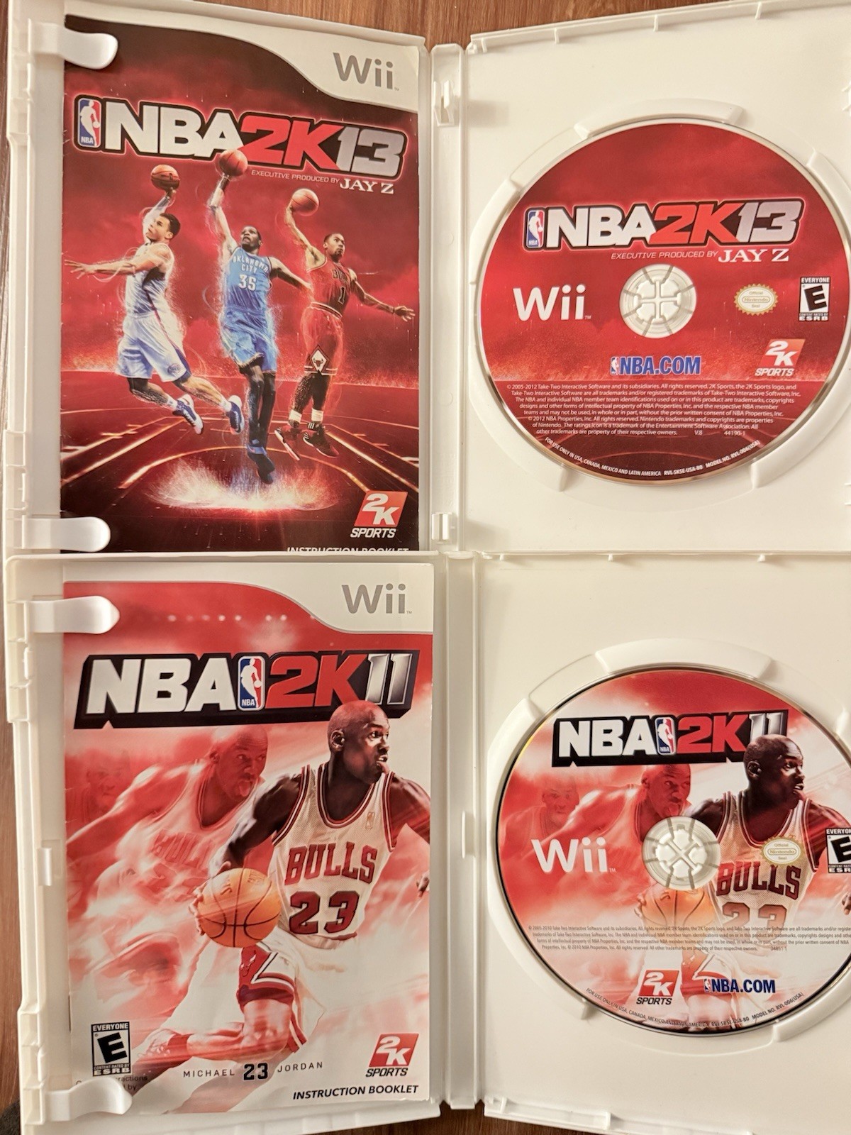 NBA 2K11 & NBA 2K13 Nintendo Wii Bundle Basketball Games Michael Jordan Jay Z