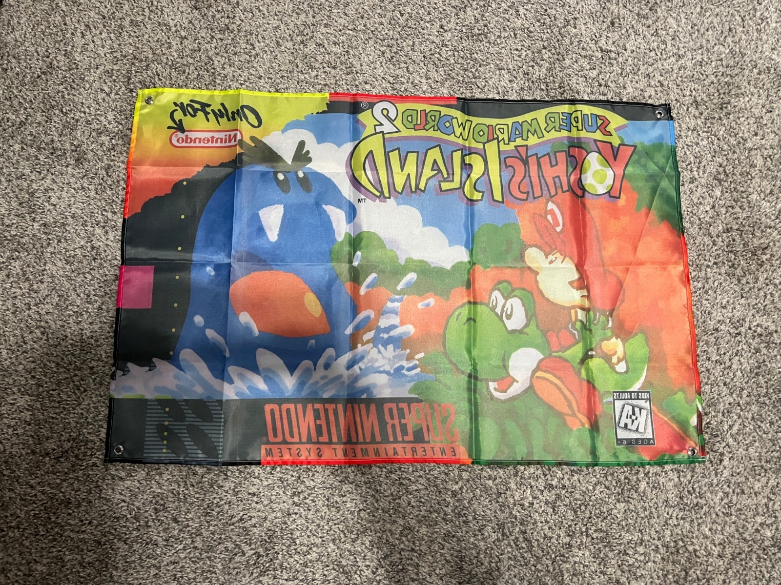 Super Mario World 2 Yoshi’s Island Custom Wall Flag Tapestry 2 x 3 Ft SNES