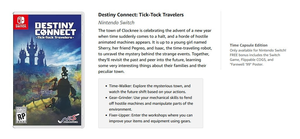 Destiny Connect Tick-Tock Travelers *TIME CAPSULE EDITION* (Nintendo Switch) New