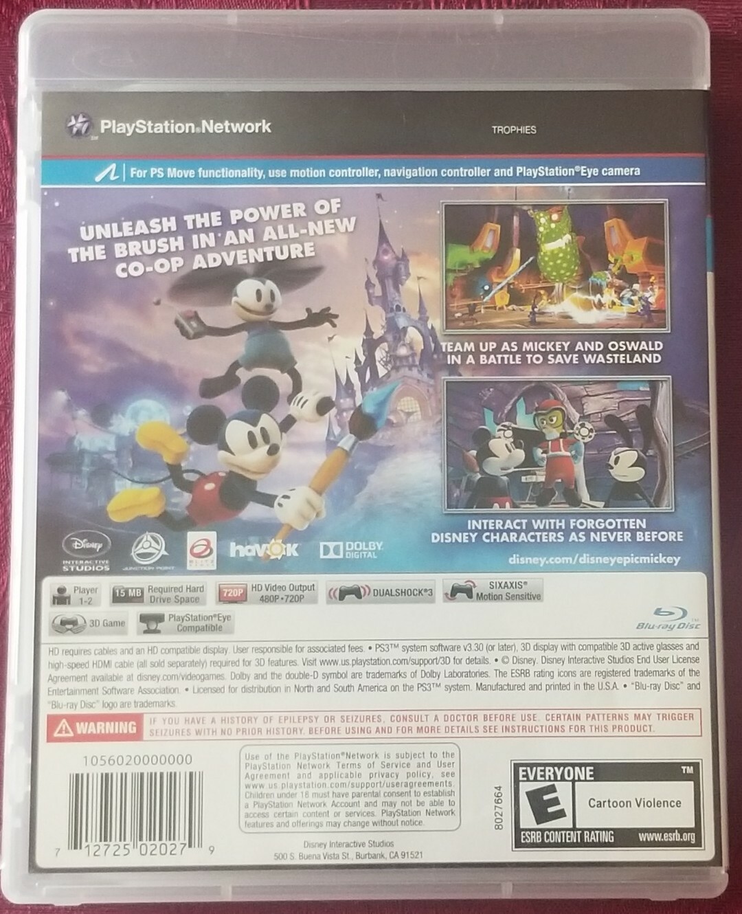 Disney Epic Mickey The Power of Two PlayStation 3 PS3 USED Complete Very Good