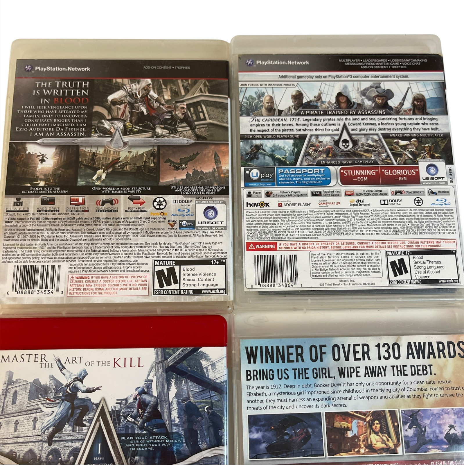 Playstation 3 PS3 7 Game Lot Bioshock Assassin’s Creed Doom 3 Tested Clean Discs