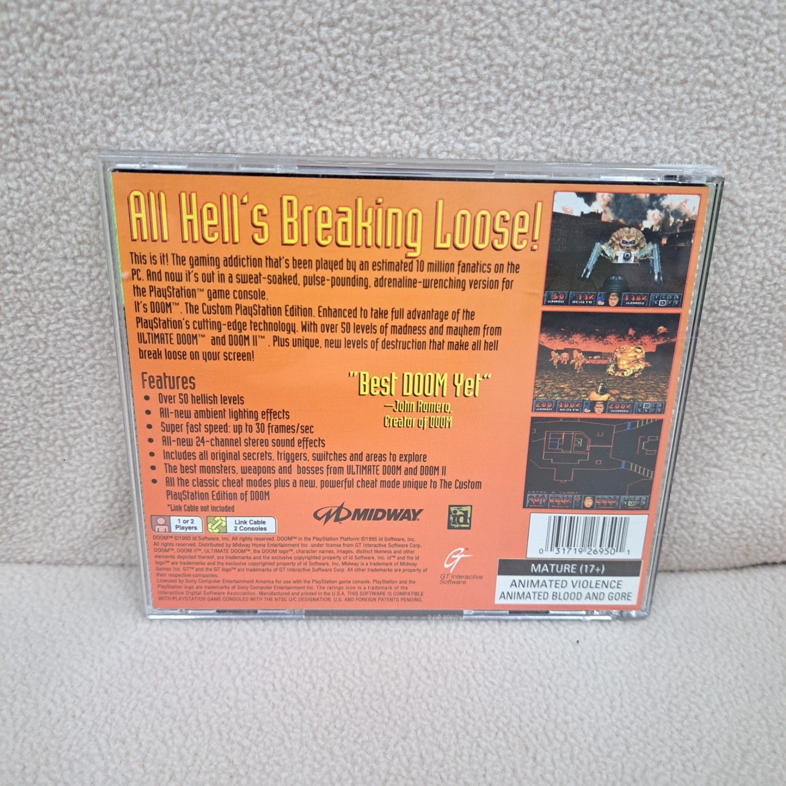 Doom Greatest Hits PS1 Sony PlayStation 1 PS1 Complete w/ Manual Tested Works
