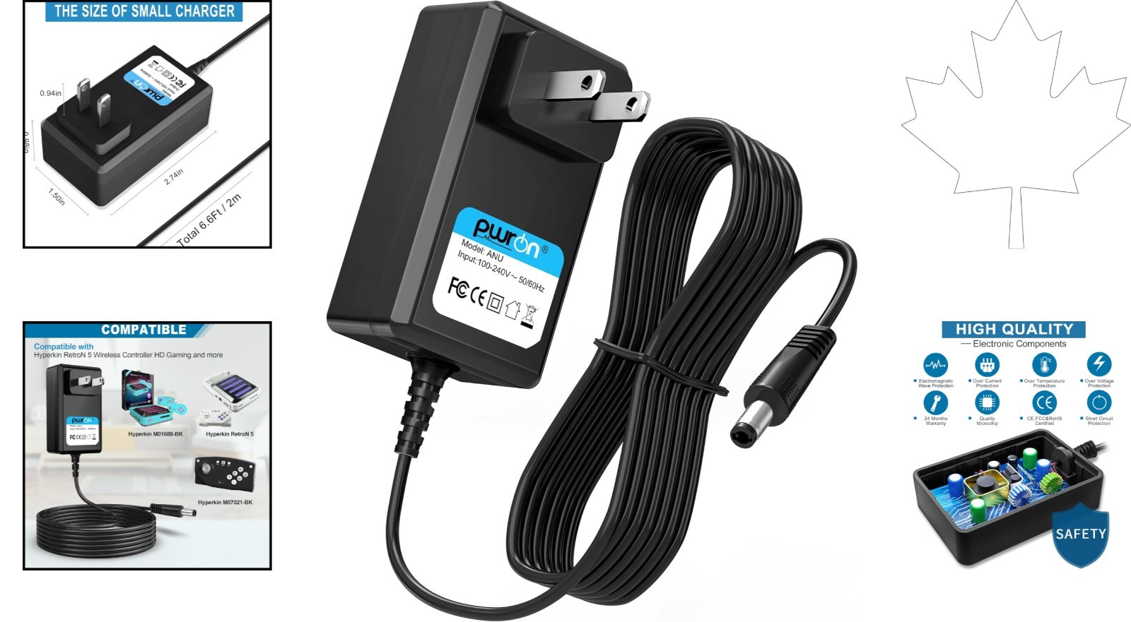Travel-Friendly 5V 2A Power Adapter for Hyperkin RetroN 5 & Gaming Consoles