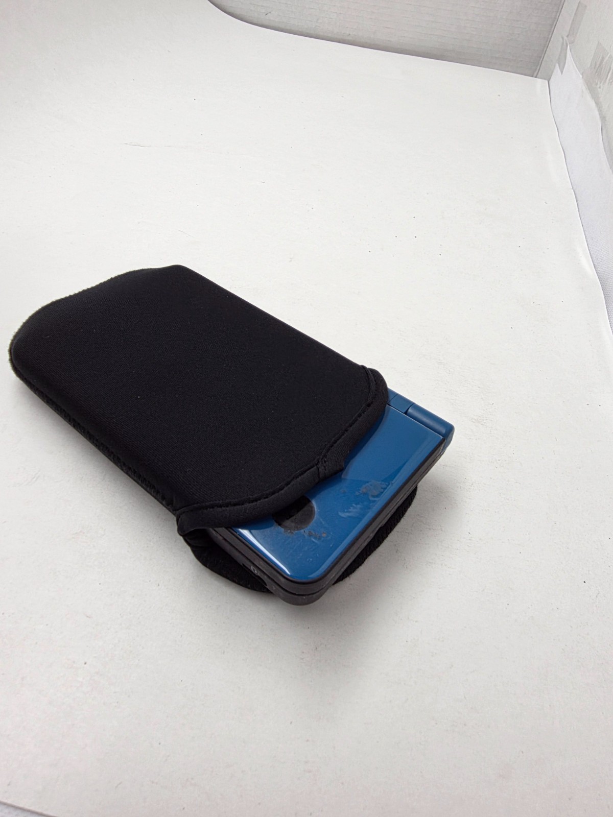 Flip Top Black Soft Padded Pouch Protective Sleeve Case for Nintendo DSi XL ##