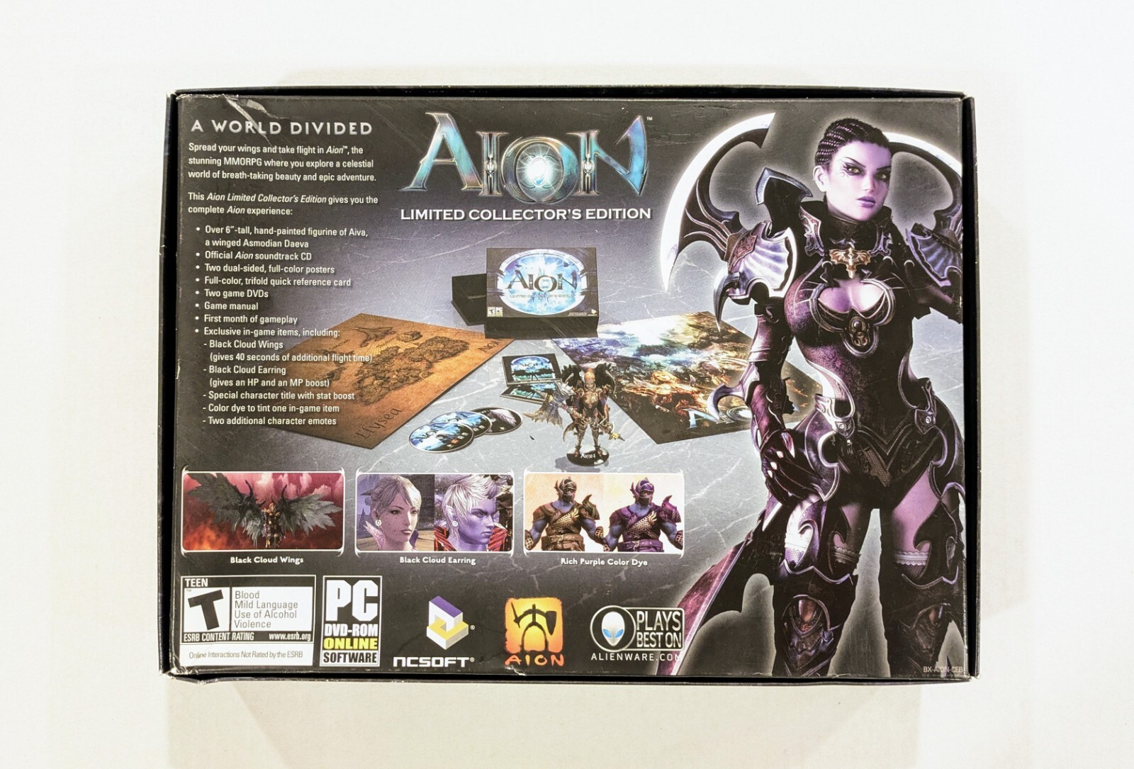 AION Limited Collector’s Edition PC DVD-ROM 2009 + Sealed Figure + 2 Posters VG