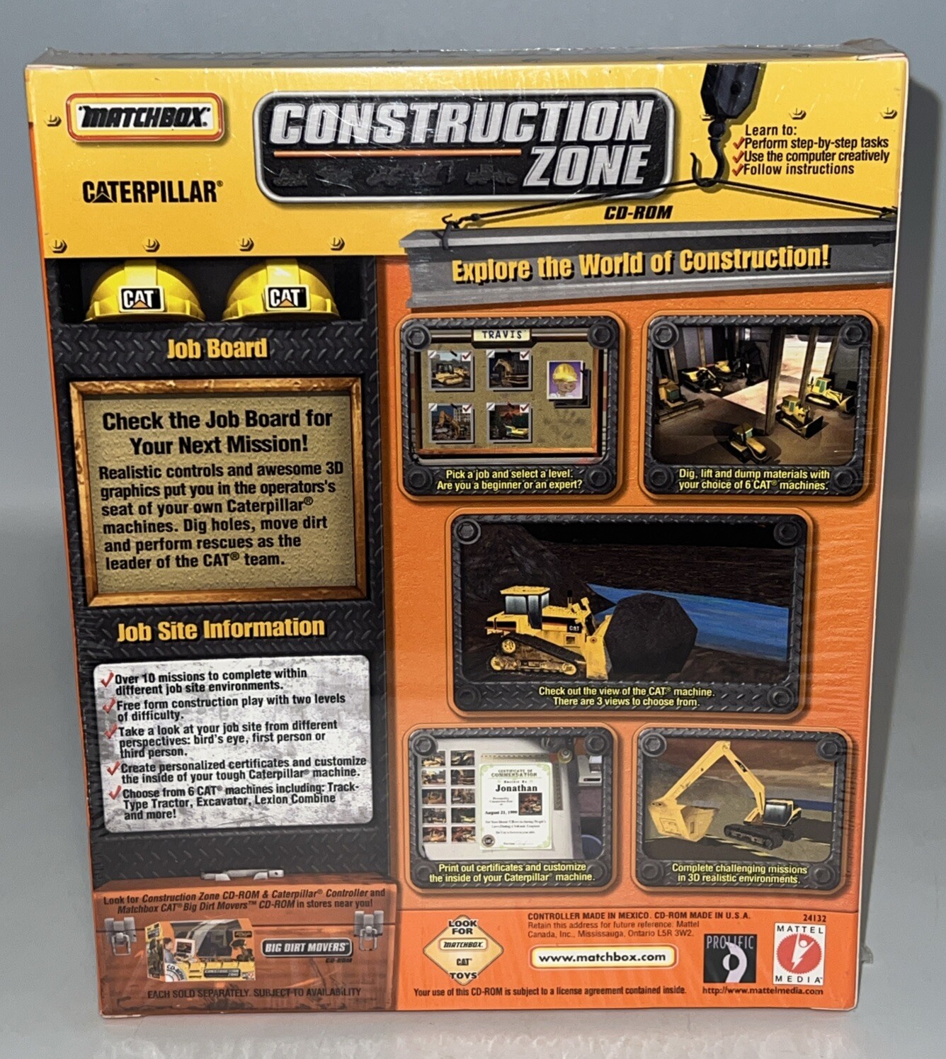 Matchbox Caterpillar Conduction Zone Windows 98 Big Box PC
