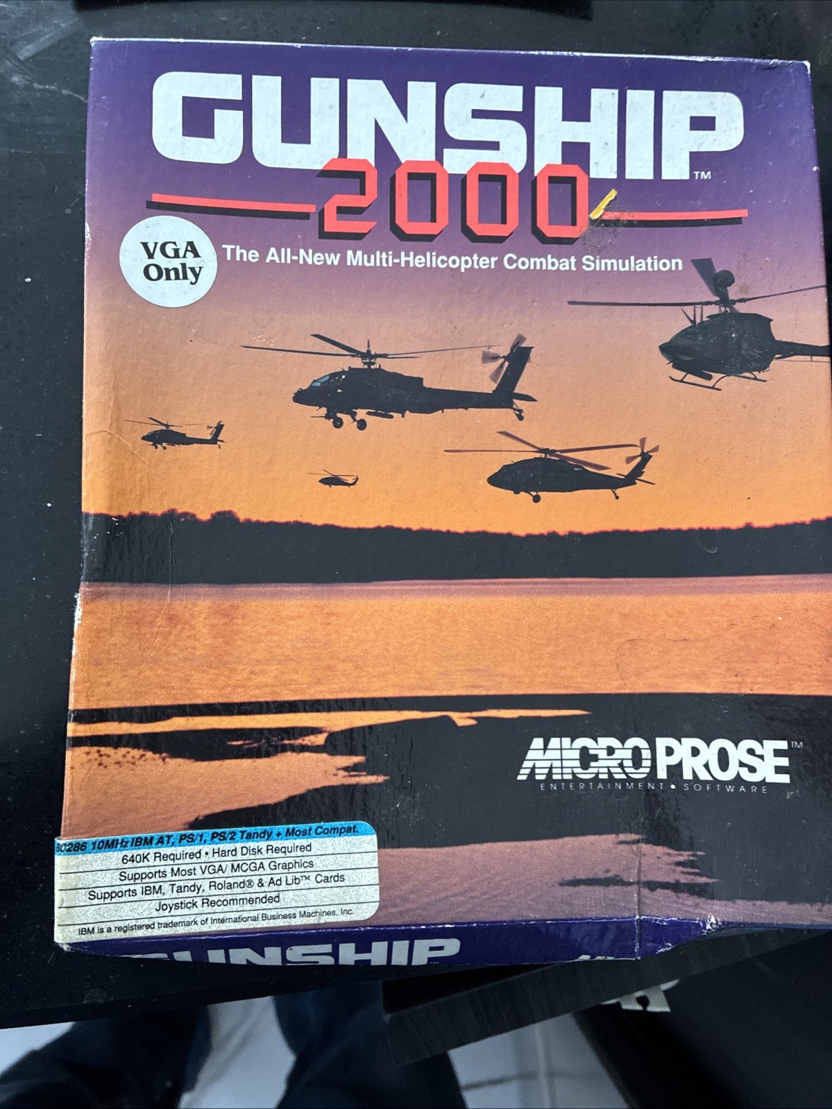 Gunship 2000 Micro Prose PC Five 5.25″ Disks & Printed Manuals In Original Box