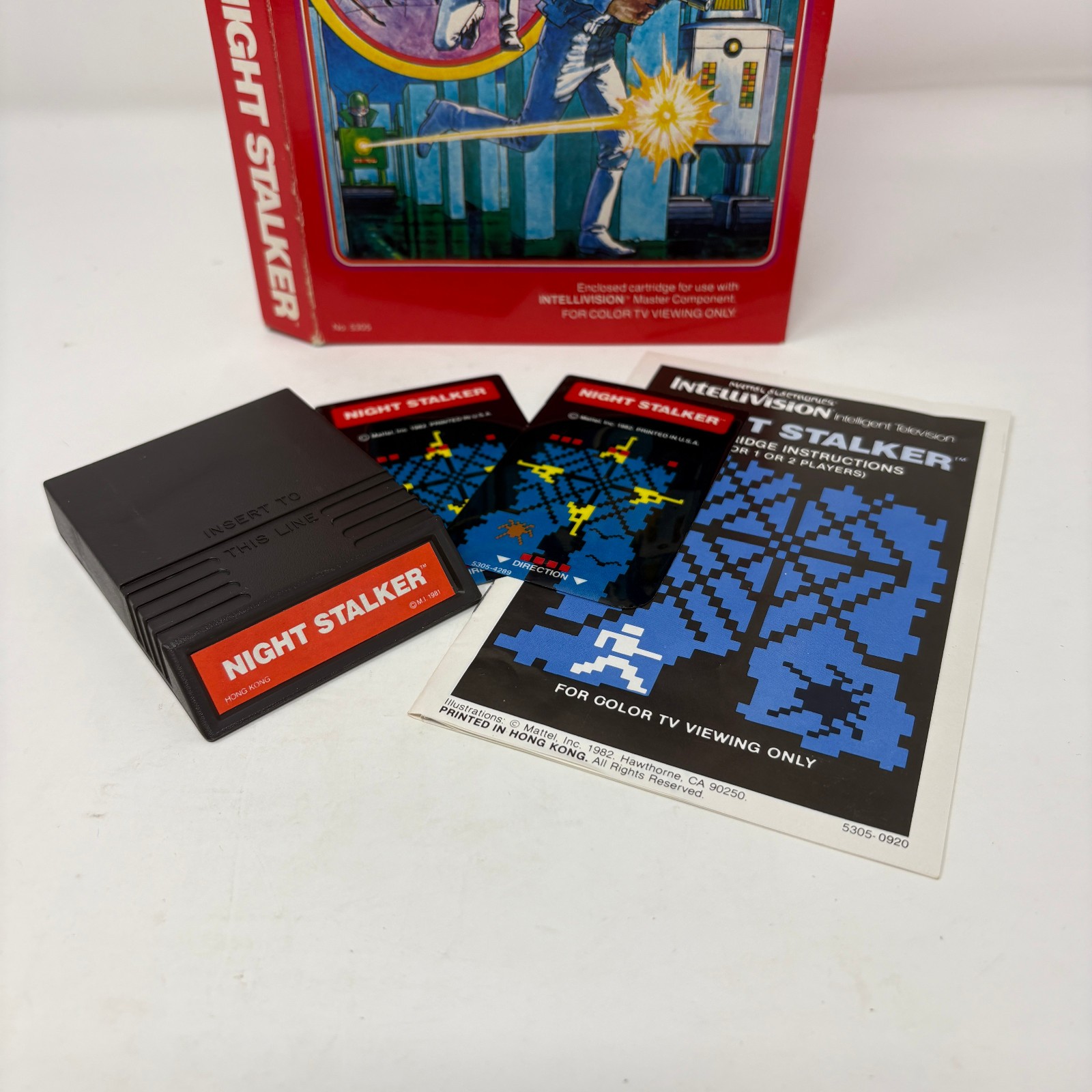 Night Stalker (Intellivision, 1982) Complete In Box CIB w/ Manual & Overlays