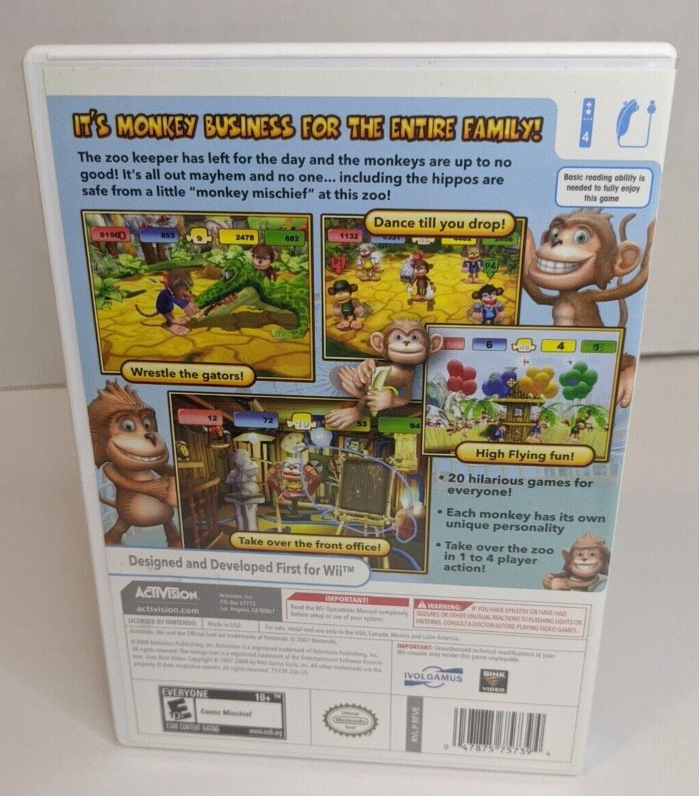 Monkey Mischief Party Time (Nintendo Wii, 2008) Complete with Manual