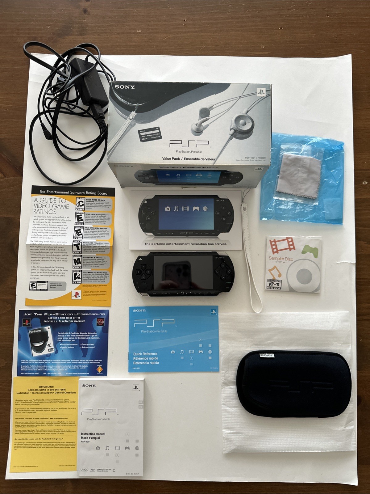 Sony PlayStation Portable Value Pack – Black (PSP-1001K) – CIB (no Headphones)