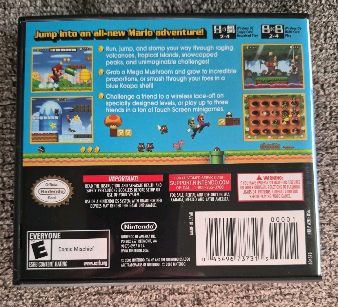 New Super Mario Bros. (Nintendo DS) Complete In Box, Tested & Authentic – USED