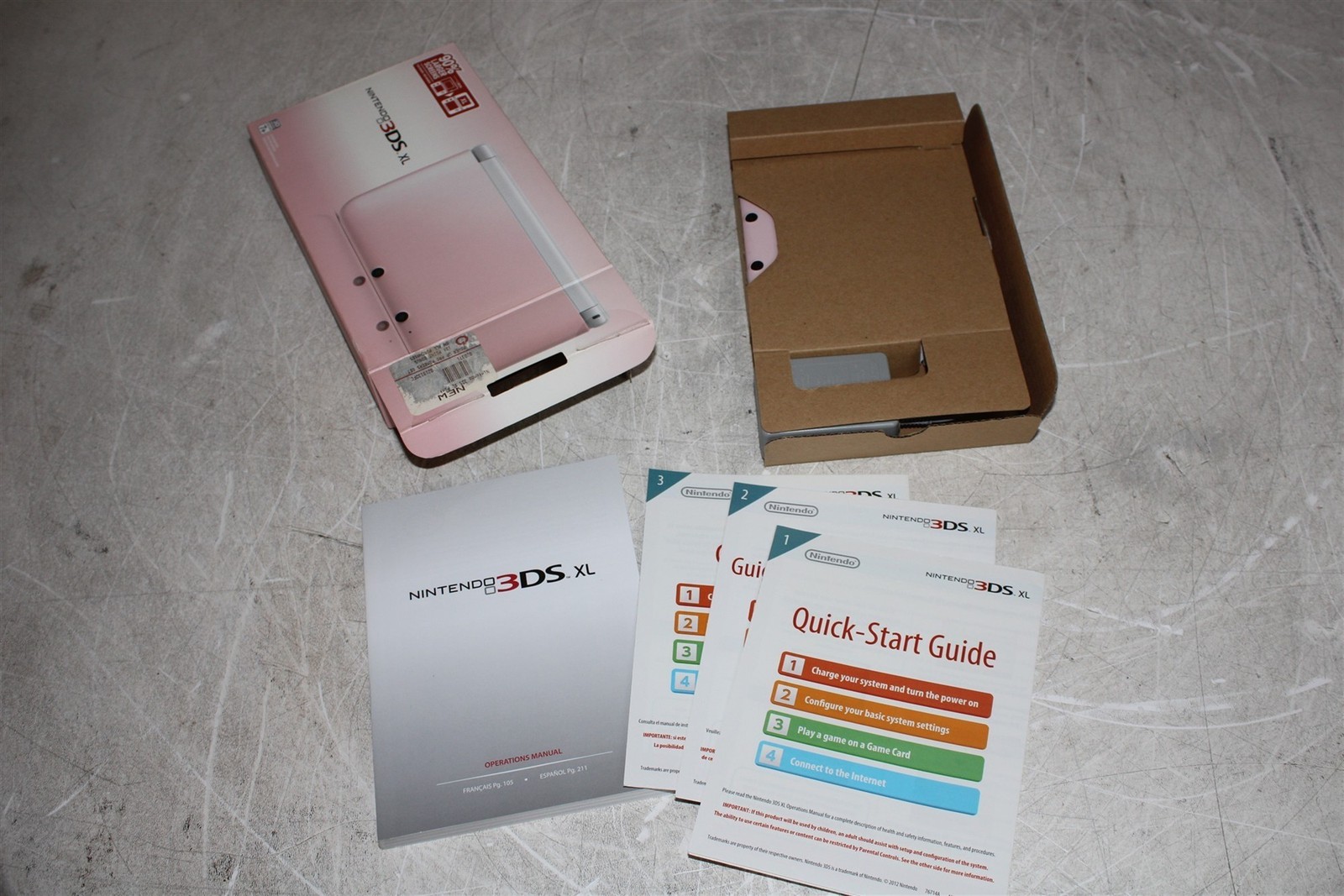 Nintendo 3DS XL Pink / White Console w/ Pokemon X and Box / Charger