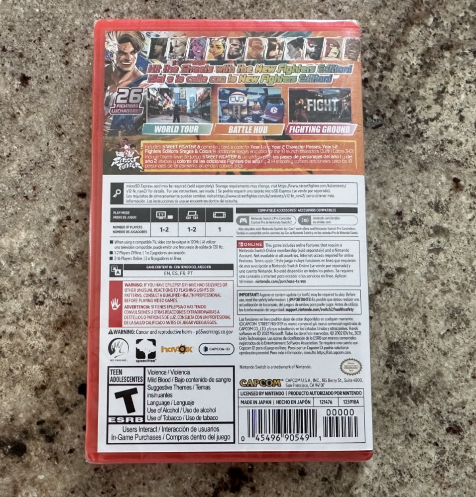 Street Fighter 6 Year 1-2 Fighters Edition (Game-Key Card) Nintendo Switch 2 New