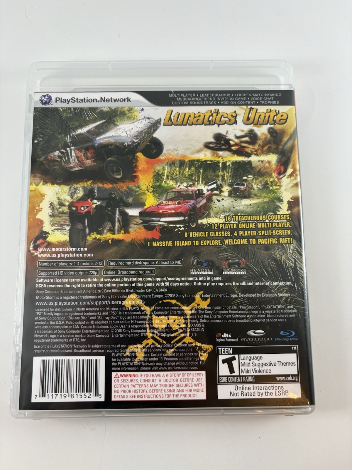 MotorStorm: Pacific Rift (Sony PlayStation 3, 2008) – CIB, Tested, 1Yr Warranty