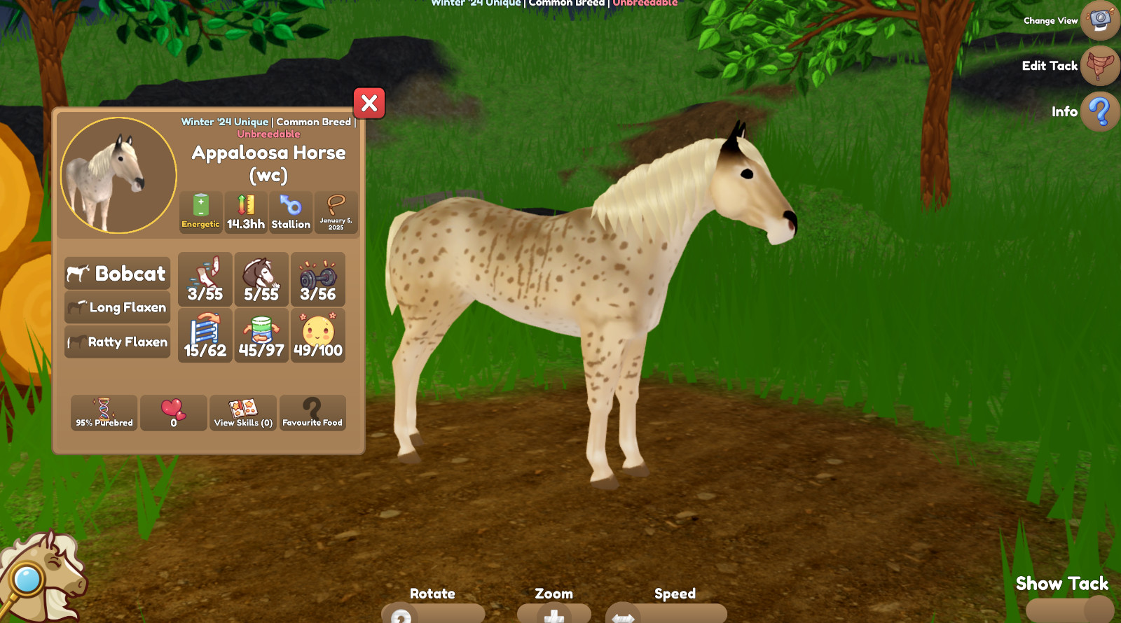Wild Horse Islands Roblox Bobcat Appaloosa Winter ’24 Unique *WC* (Read Desc.)