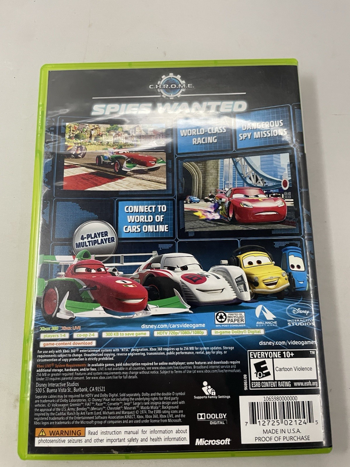 Cars 2: The Video Game (Xbox 360, 2011) Complete CIB Tested Working