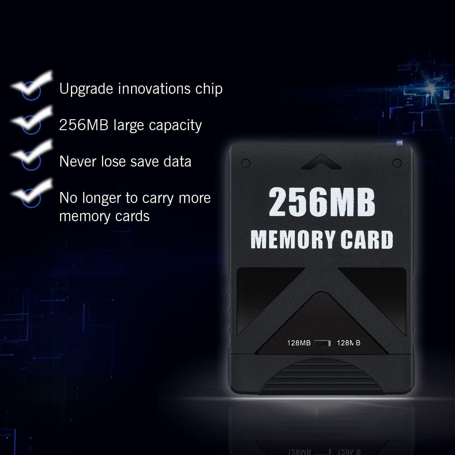Mcbazel 256MB Memory Card for PlayStation 2, High Speed Game Black
