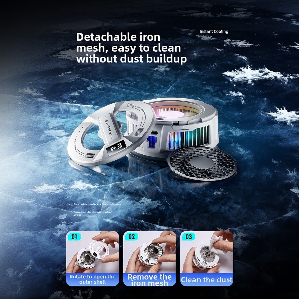 Magnetic Phone Cooler 60g Portable with Smart Temp Adjustment and RGB Effects