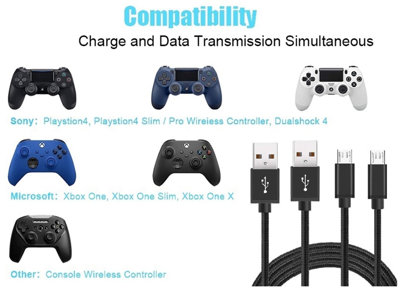 10ft Extra Long PS4 Controller Charger Cable – Play & Charge Convenience