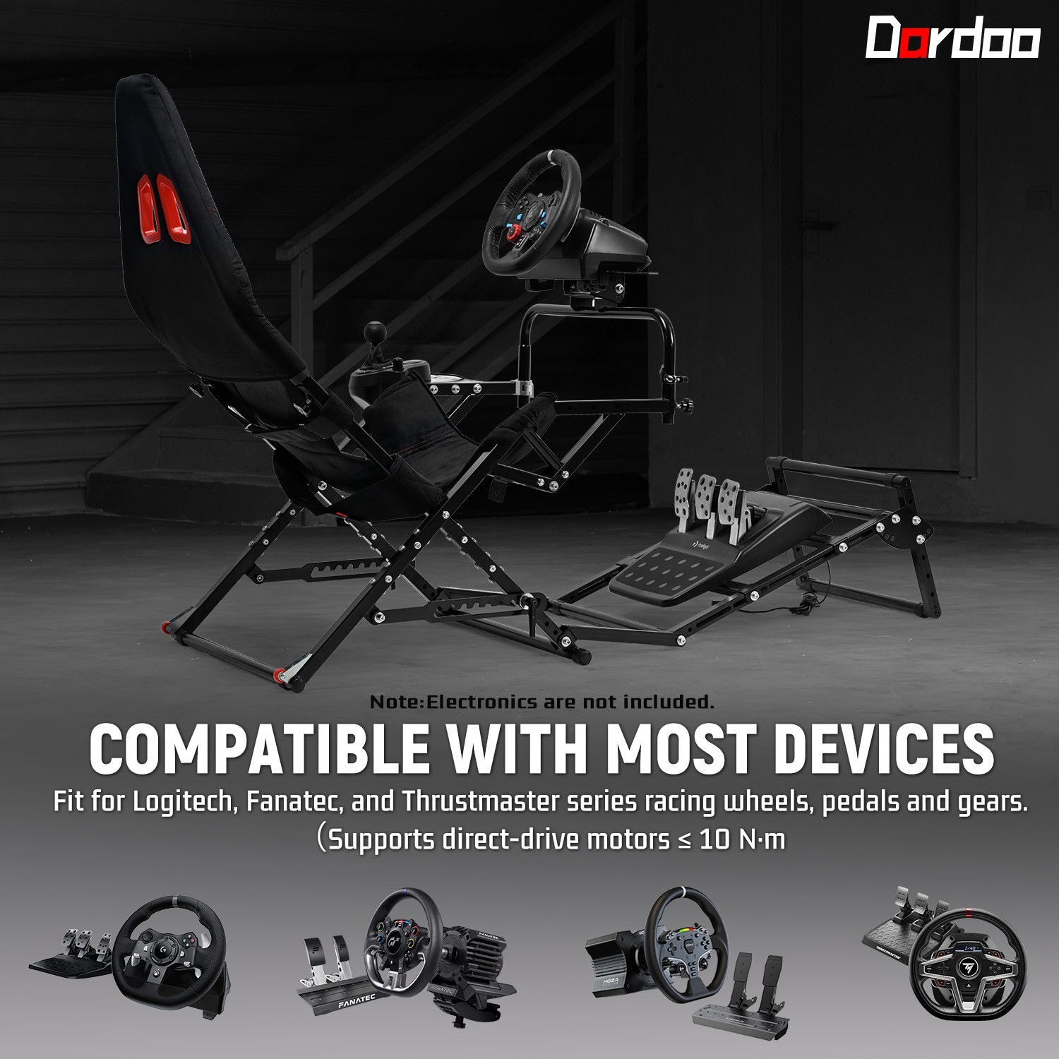 Dardoo Foldable Racing Simulator Cockpit Fit Logitech G923 G29 Moza Thrustmaster