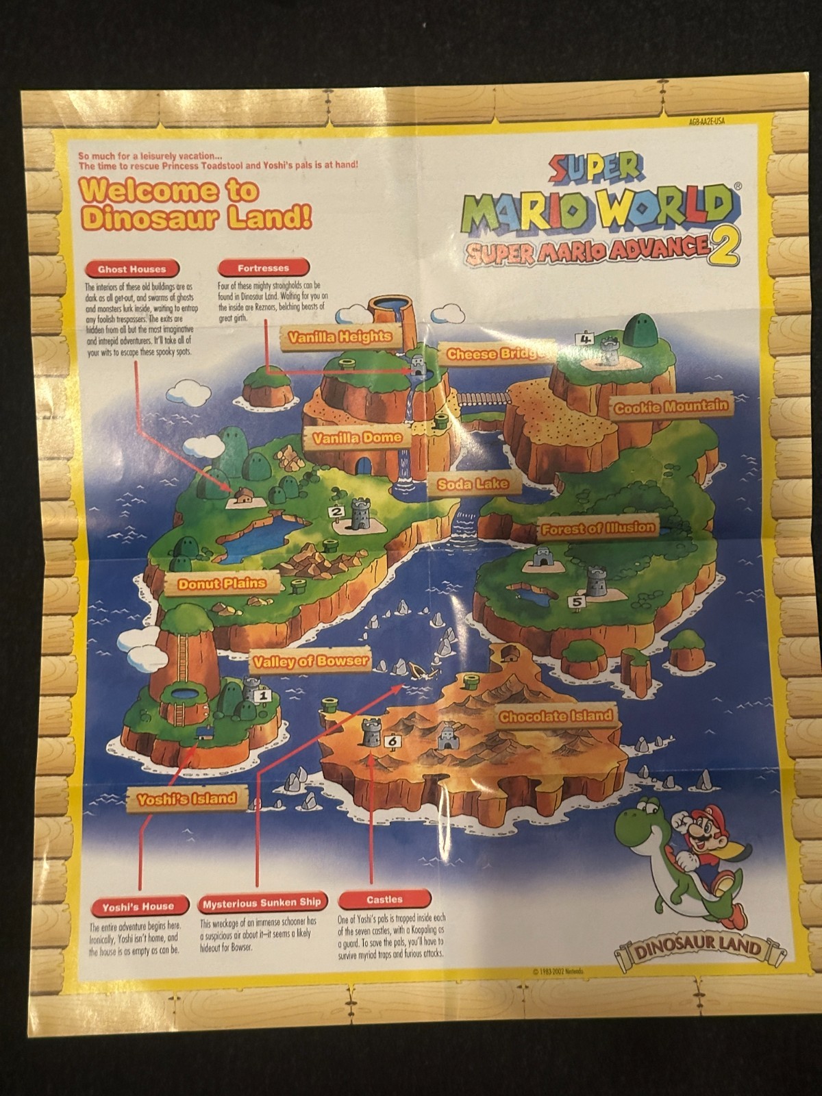 Super Mario Advance 2 GBA Fold-Out Map Poster Insert AGB-AA2E-USA