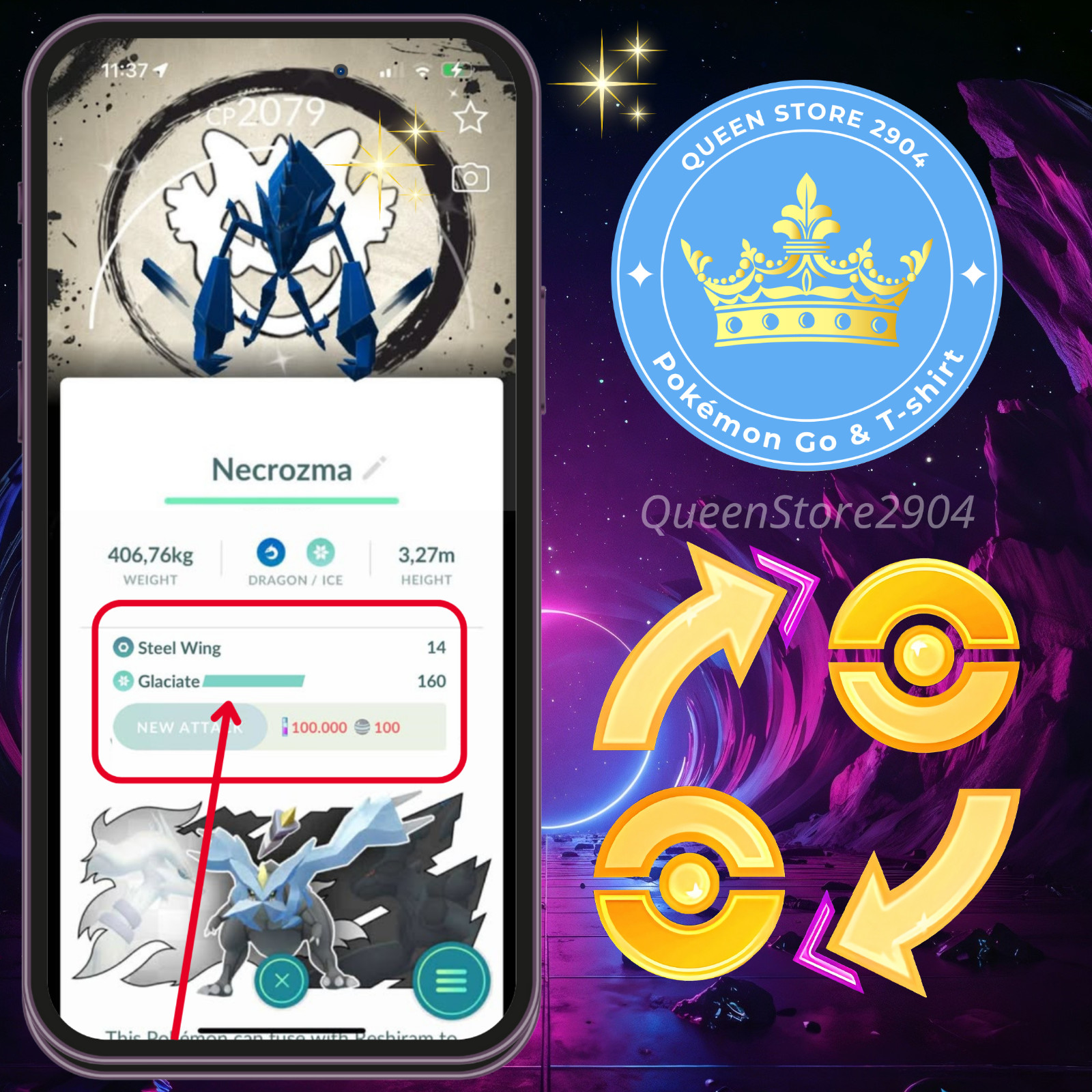 Pokémon—GO— Shiny Necrozma—Special Background—GO Fest 2026—P.T.C—TRADE—Digital♻️