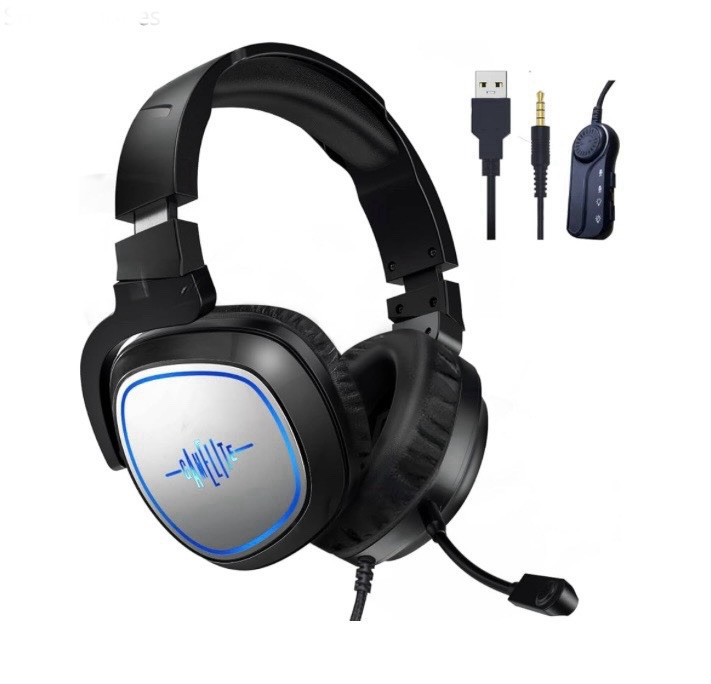 Gaming Headphones Wired USB ‎3.5mm Jack Over-Ear Stereo w/ Mic Boom Green Unused