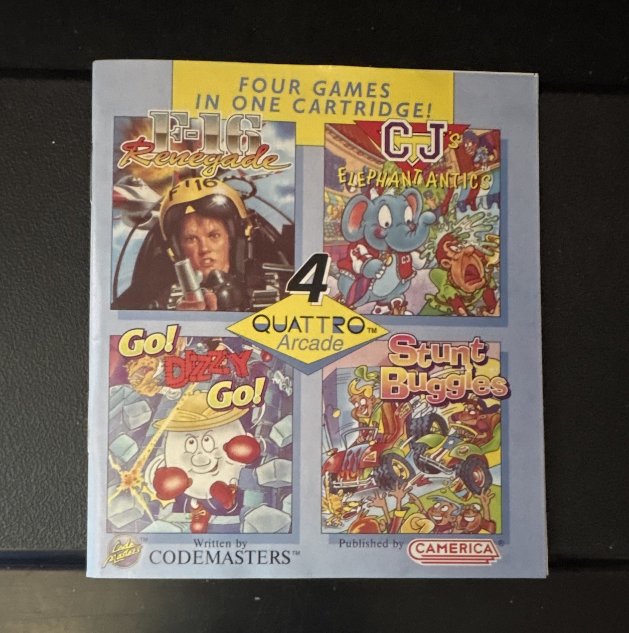 Camerica Quattro Arcade 4-in-1 Original NES Game Cartridge, Manual & Box English