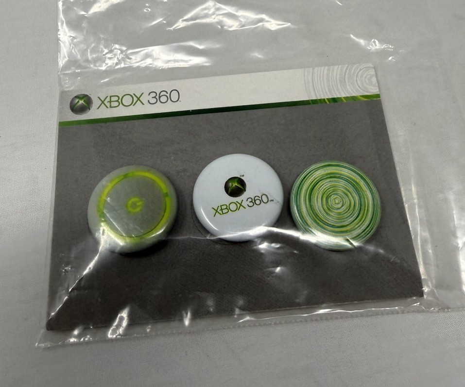 Xbox 360 Promotional 3 Buttons Pins Set, Promos (Swirl, Logo, Power) 2005 – Rare